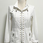 Michael Kors MK White Gold Tone Studded Zip Up Elastic Waistband Jacket Medium Photo 0