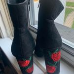 rose embroidered heeled booties Black Size 7 Photo 3