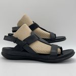 Ecco Womens 8 Sandals Black Leather Strappy Comfort Flats Shoes Back Strap Photo 1