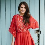 Lizard Thicket Red Embroidered Dress Photo 0