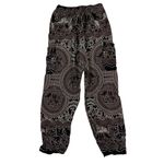 The Elephant Pants Black Beige Elephant Print Boho Harem Pants S Lounge Yoga Photo 2