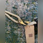 Vintage 80s deadstock pearl and gold buckle braided belt, size M/L Photo 3