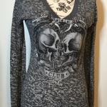 Hot Leathers Ladies Biker Sheer Long Sleeve Tee size L Gray Size L Photo 0