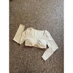 NWT Offline by Aerie Beige Real Cropped Long Sleeve Bra Top Paisley Print, Size Tan Size L Photo 5