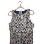 Banana Republic Factory Jacquard Cream Navy Blue Sleeveless Dress Size 6 Photo 2