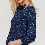 HATCH comfort button up in navy white polka dot contemporary classic maternity Blue Size undefined Photo 0