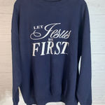Lee Vintage navy cotton blend sweatshirt size 2X "Let Jesus be first" Photo 7