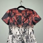 Angelys Belak Graphic Print Abstract Cocktail Dress Red Gray Women’s Size 8 Black Photo 4