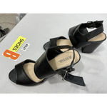 Womans Just Fab Kerston Sandals 8 Black Open Toe Strappy Buckle Close Block Heel Photo 2