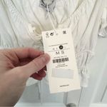 Bershka NWT  White Puff Sleeve Tie Front Peasant Top MEDIUM Photo 2