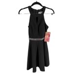 Emerald Sundae Black Halter Keyhole Embellished Waist Fit Flare Dress XS LBD Photo 3