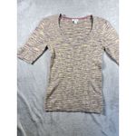 Sundance M Yellow & Purple Heathered Short Sleeve Knit Top Blouse Boho Colorful Photo 3