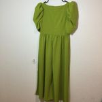 SheIn Green Midi Dress Puff Sleeve Square Neck Casual Dress size 8-10 (150) Photo 4