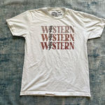 Glittering South White Tan Leopard Print Lightning Bolt Western Tee Large Photo 0