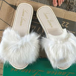 Lauren Lorraine  Cream Fur Slippers Photo 0