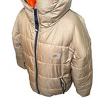 Nike  Therma Fit Hooded Puffer Jacket Beige Orange L‎ Women's Winter Photo 4