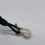 Leather and Onyx Stone with Sterling Silver S Clasp Choker Necklace Black Photo 4