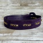 American Vintage VTG Loring & Paige Suede Belt Sz ML Purple Gold Chunky Chainlink Adjustable 80s Photo 9