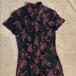 Charm, elegant cheongsam Floral Black and Pink Maxi Dress Size Small Photo 2