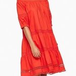 Kate Spade  Broom Street Cotton Poplin Tiered Dress Cherry Pepper Red Size Small Photo 5