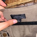 Tahari  Brown Linen Blend Beaded Embellished Sleeveless Dress Women's Size 14 Photo 4