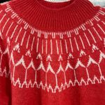 Talbots  coral red  mock neck wool blend sweater fair isle thick warm winter L Photo 4