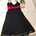 Byer California Special Occasion Dress Black Satin Red Band Juniors Size 3 Photo 0