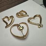 Heart Shape Lot Of 4 Hearts Brooch Pin Gold Tone 1 Trifari 1 Napier Photo 8