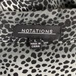 Notations  Spotted Animal Print Black Gray Long Sleeve Button Up Collared Top L Photo 3