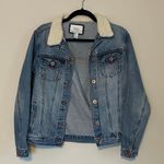 Forever 21 Blue Denim Jacket with White Sherpa Collar Photo 0
