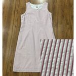 LL Bean Dress Womens 10 Sleeveless Seersucker Pink White Striped Cotton Lined Photo 1