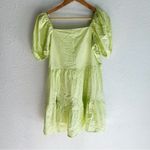 TALULAH Neon Puff Sleeve Ruffle Mini Dress Green Sz Small Photo 2