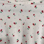 YUMMY SOFT Cherries Ribbed Short Sleeve Crewneck Crop Top Shirt Women’s M EUC White Size M Photo 2