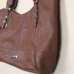 CHAPS Faux Leather Vegan Brown Silver-Colored Hardware Shoulder Tote Bag Photo 5