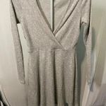 Urban Outfitters Dress Size Medium Ribbed Knit Skater Gray V Neck Mini B11 Photo 0