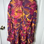 Farm Rio Floral Long Sleeve Key Hole Tiered Yellow Fruit Dream Mini Dress S Photo 4