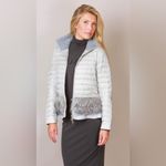 BRAND NEW Sosken Designer White Down Puffer Longline Fur Trim Jacket Coat XL XXL Silver Photo 3