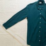 J. Jill | Dark Teal Pleated Button Up Crepe Top | Large Green Photo 3