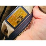 LAUREN RALPH LAUREN Navy Blue Front Pocket Leather Hobo Bag Purse Photo 5