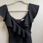 Just Me  Black Plunge Ruffle Sleeveless Ponte NWT Bodycon Dress Size Small Photo 0