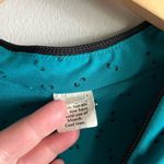 Vintage 70s 80s Teal Comma Print Dress w/ Double Rope Tie Belt quirky unique Blue Photo 2