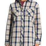 The North Face Valley Twill Flannel Shirt Women’s size Small Gravel Navy Blue Photo 0