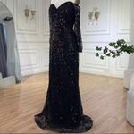 Heavily beaded black gown evening dress NWOT size 14 long sleeve formal mermaid Photo 5