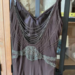 Sue Wong Vintage silk dress beaded Y2K embroidered 90s fairy nocturne chocolate Photo 6