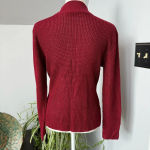 Salvatore Ferragamo  Wine Red Silk‎ Open Weave Sweater Mock Neck size Medium Photo 1
