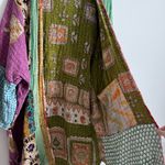 Rahab’s Rope Kantha Patchwork Floral Open Cardigan Duster Kimono Cotton One Size Green Size undefined Photo 7