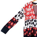 CAbi Upbeat Cardigan Retro Floral in Navy Red White Button Front w/ Pockets, S Photo 6