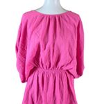 Aerie  Hot Pink Crinkle Gauze Mini Dress L Balloon Sleeve Cottagecore Photo 1
