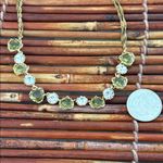 Monet Vintage  Gold Necklace with Green and White Stones 16”-18” Photo 6