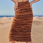 ZARA TULLE PENCIL MIDI SKIRT High-waist w/ Elastic Waistband BROWN SIZE XS NEW Photo 7